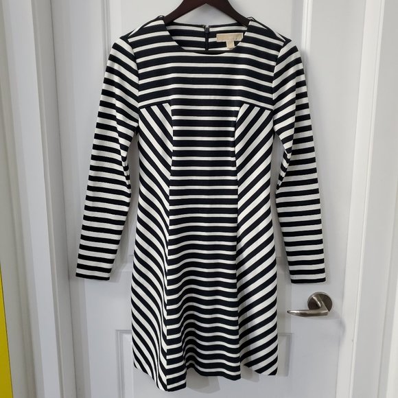 MICHAEL - Michael Kors longsleeve A-line striped dress. - Picture 1 of 9